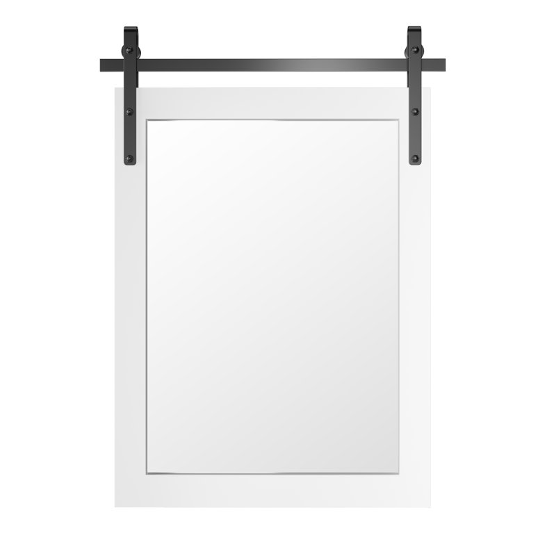 Farmhouse Rectangle Framed Wall Bathroom Vanity Mirror Accent Mirror, White, 30" x 22"