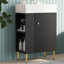 Meuble-lavabo noir 21,6 po, armoire combinée, meuble de rangement pour salle de bain, lavabo simple en céramique, rangement à gauche-121294464