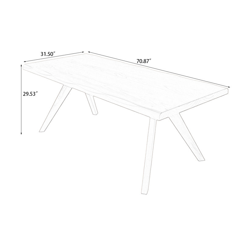 Table de salle à manger en bois massif de couleur cerise, H 29,53 po x L 70,87 po x l 31,5 po