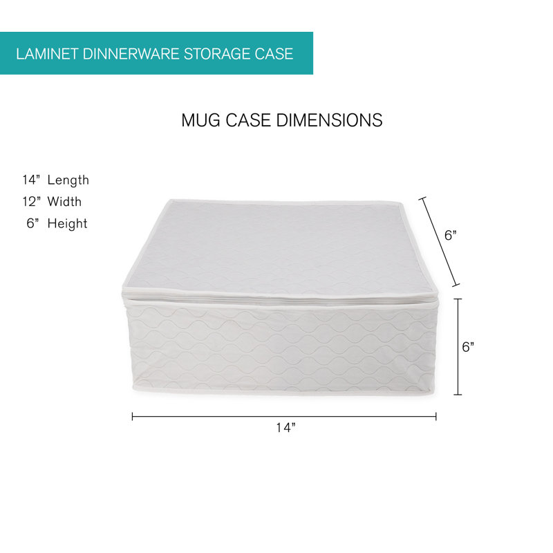 White Quilted Vinyl Mug Storage Case with Adjustable Dividers