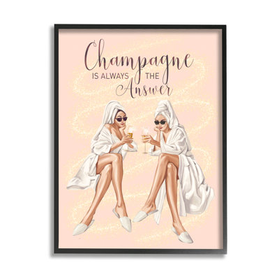 " Champagne Typography Quote Pink Glam Robes Cheers " by Ziwei Li