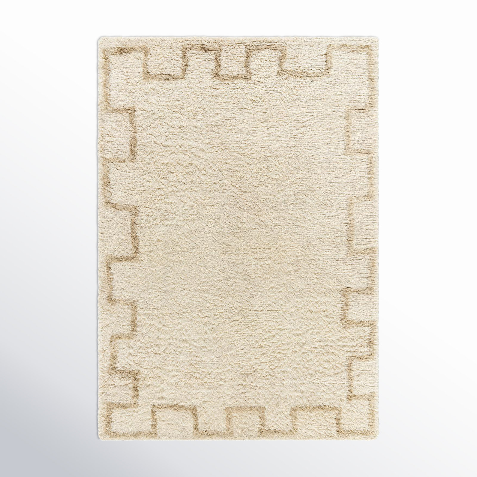 Anemone Hand-Tufted Ivory Moroccan Shag Rug, Rectangle 5' x 7'6"