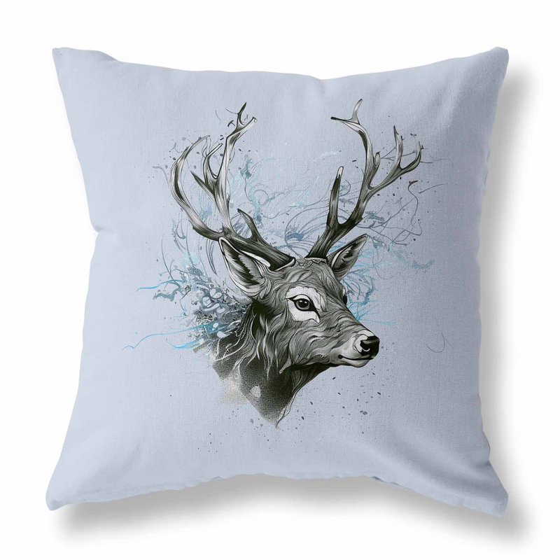 Leaf & Horn Harmony Floral Outdoor Reversible Throw Pillow, 26"H x 26"W, Blue/Green Floral