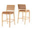Ensemble de 2 tabourets de bar en bois Rieti lndoor, structure à finition naturelle et revêtement brun
