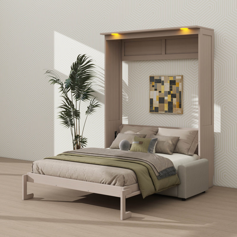 Queen-Size Murphy Bed Combined With Sofa And LED Lighting
