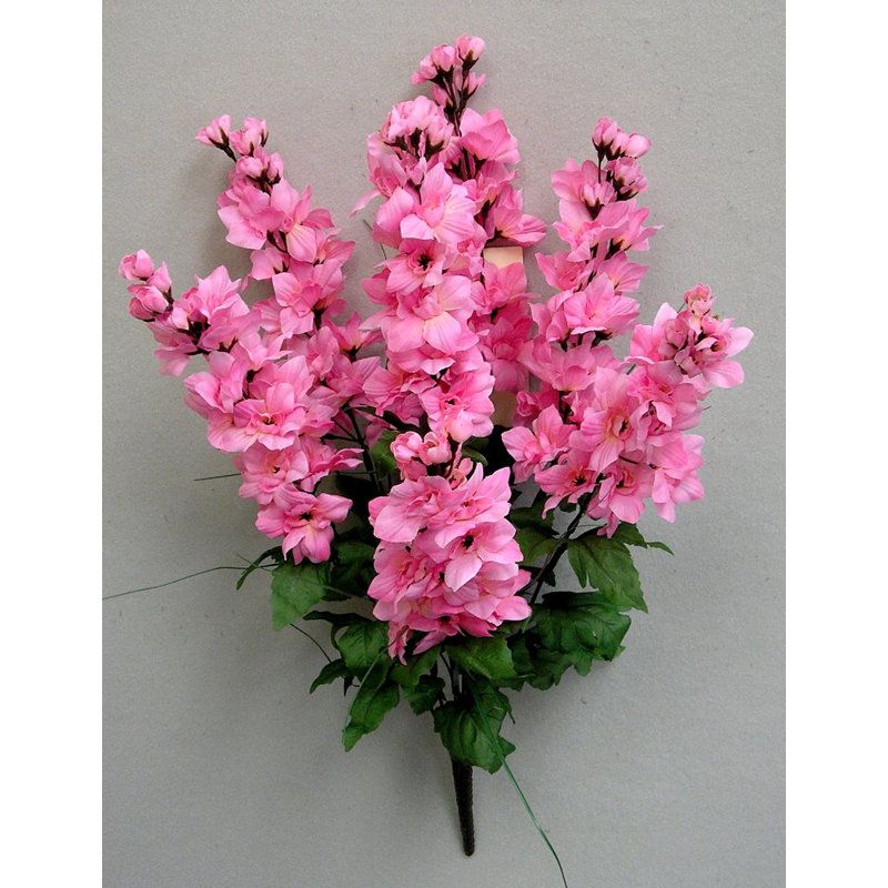 Ensemble de delphiniums à fleurs à fleurs entièrement artificiel 7 tiges, Rose