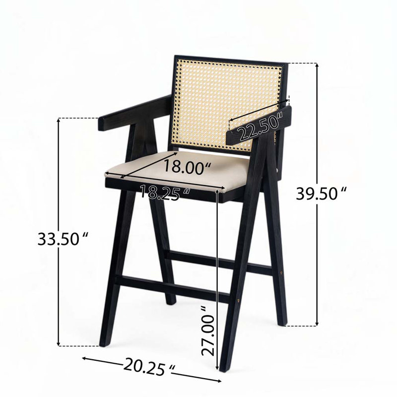 Tabouret de bar en plastique tissé, Noir, noir, noir, noir, Gris crème