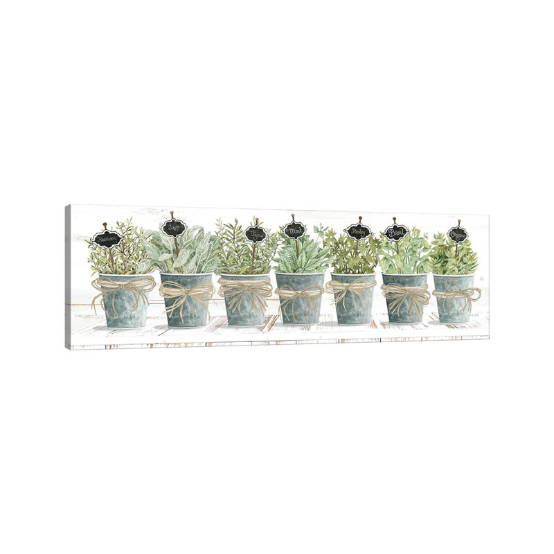Herbes dans une rangée - Giclée sur toile tendue avec châssis, H 12 po x l 36 po