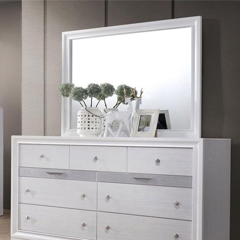 Miroir contemporain l 36,9 ", blanc, Blanc