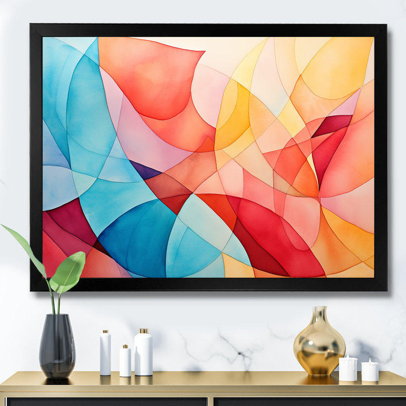 Mid-Century Pastel Color Collages II - art mural géométrique, Cadre d'angle fermé noir, H 30 po x l 40 po x P 1,5 po