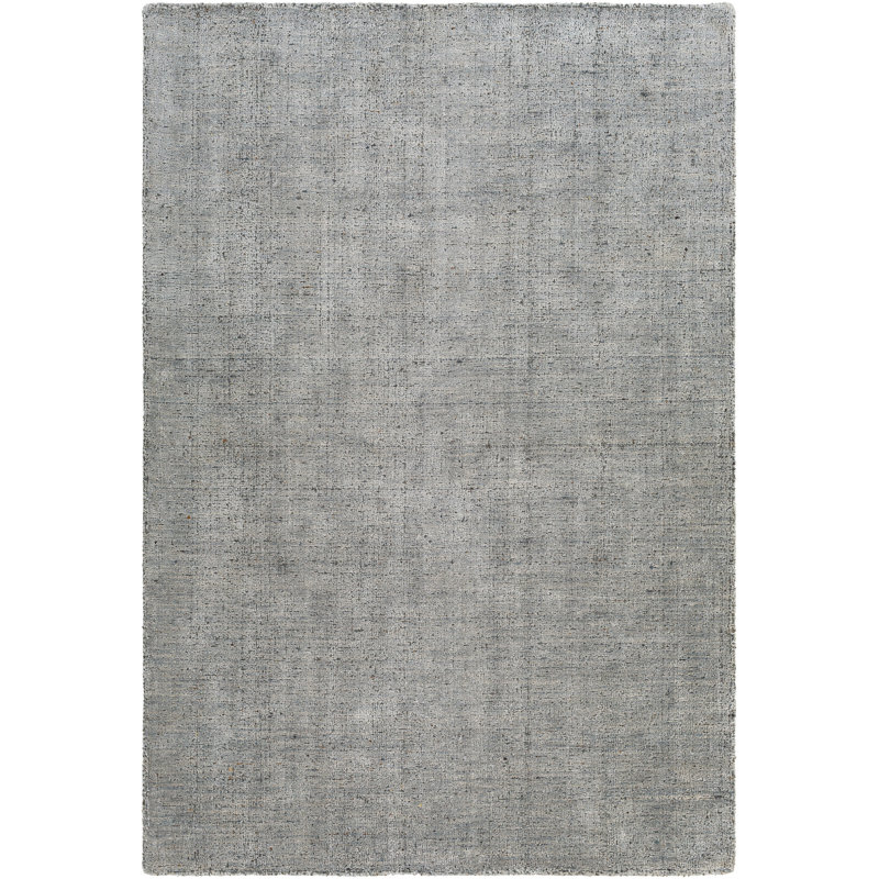 Tapis gris ardoise fabriqué à la main Alba, Rectangle 5 pi x 7 pi 6 po
