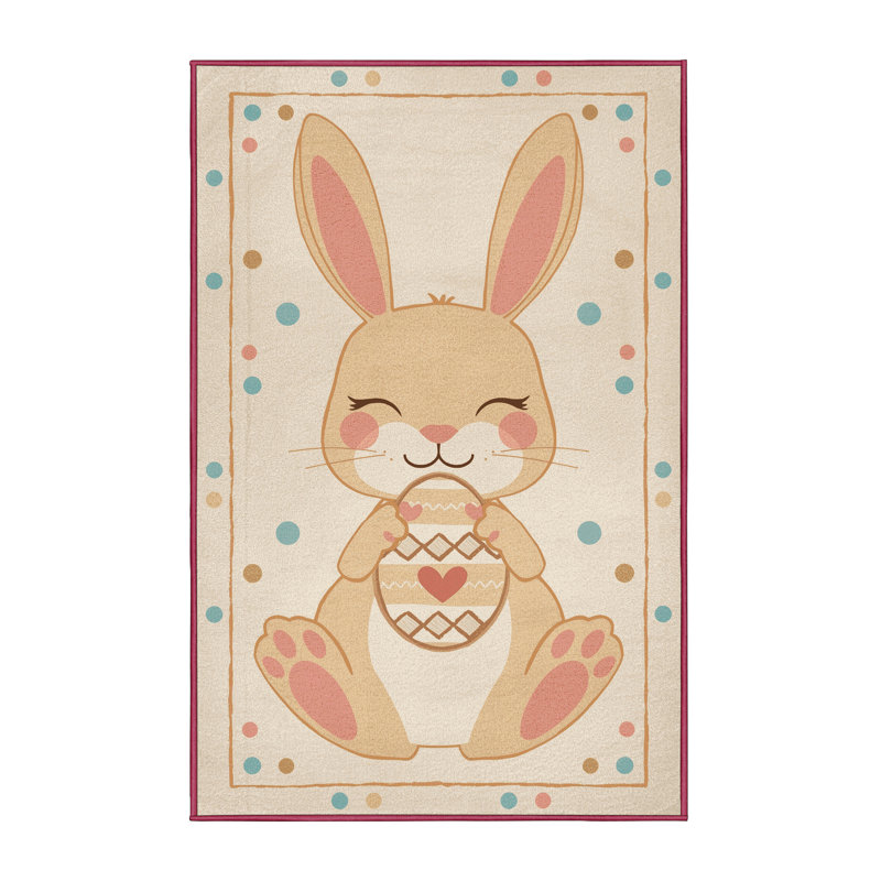 Tapis beige moderne et contemporain lavable à la machine Merrionette, 5x8