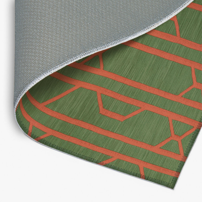 Trellis Green Indoor and Outdoor Area Rug, Rectangle 2' x 3'
