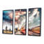 «Night Scene Of London City - Cityscape», ensemble de 3 toiles d'art encadrées-8158171-8158170