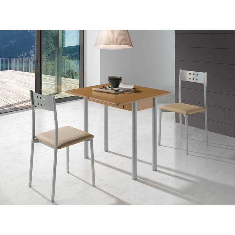 Giddeon Extendable Metal Base Dining Table, Oak