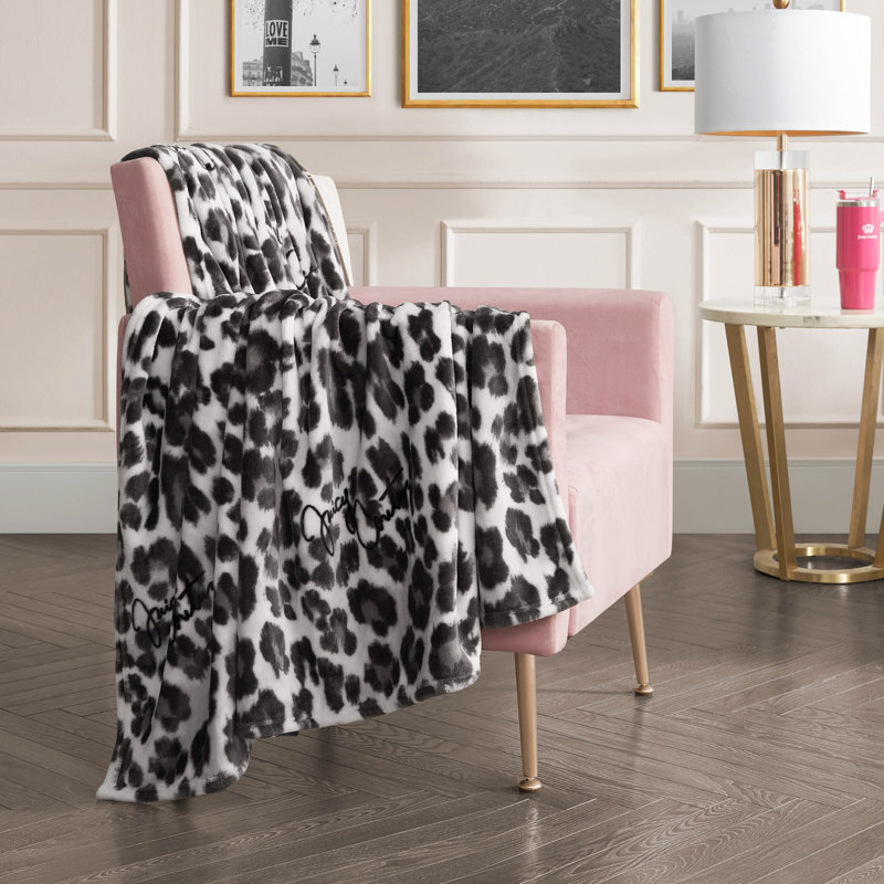 Juicy Couture Regent Leopard Throw Blankets, Gray