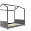 Lit double en bois de velours, gris-121070462