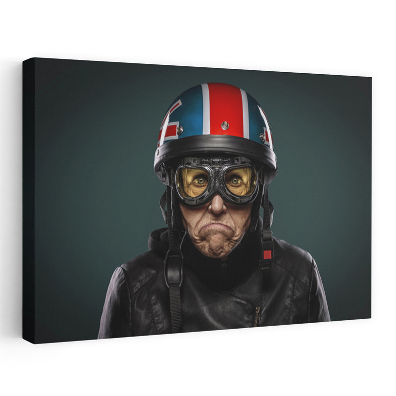 Affiche murale vintage représentant un motard britannique grincheux, H 40 po x l 60 po