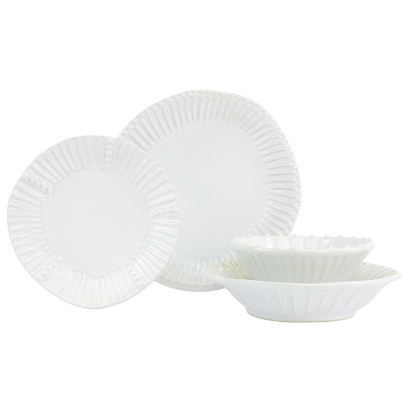 Incanto Stone Handmade Stoneware Dinnerware Set, White