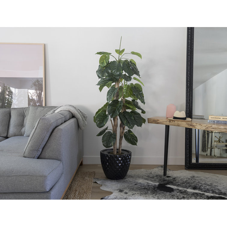 80.3'' Artificial Devil's Ivy In A Tall Beige Checkered Planter Perfect For Indoor And Outdoor Use