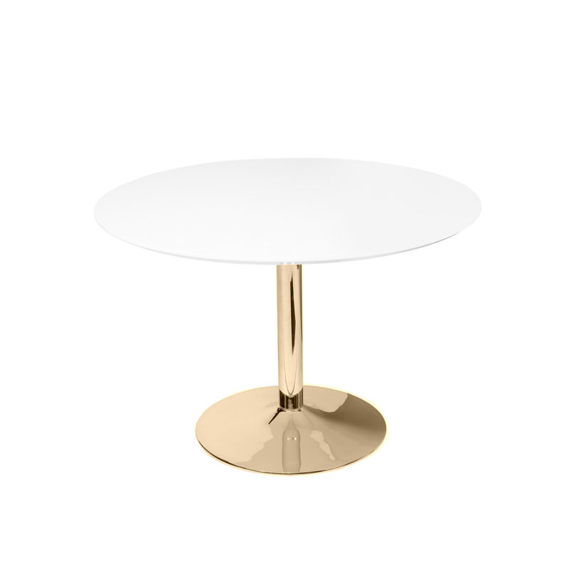 Yahoshua Round Metal Base Dining Table, Gold