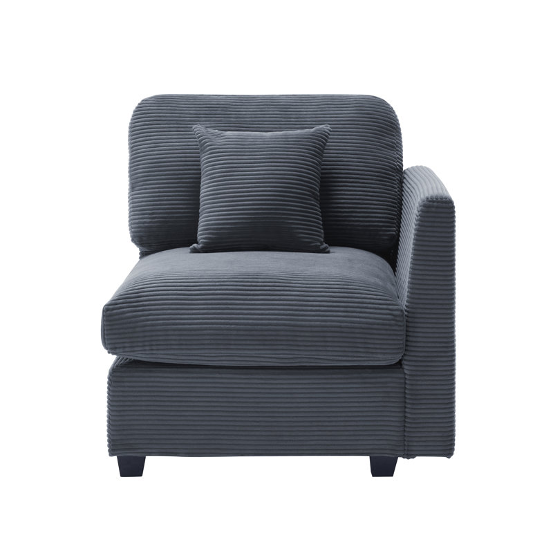 Fauteuil d'appoint modulaire Zayva, Velours côtelé gris foncé