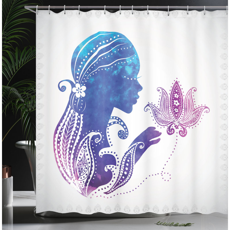 Ensemble de rideau de douche lady à poils floral, H 84 po x l 69 po