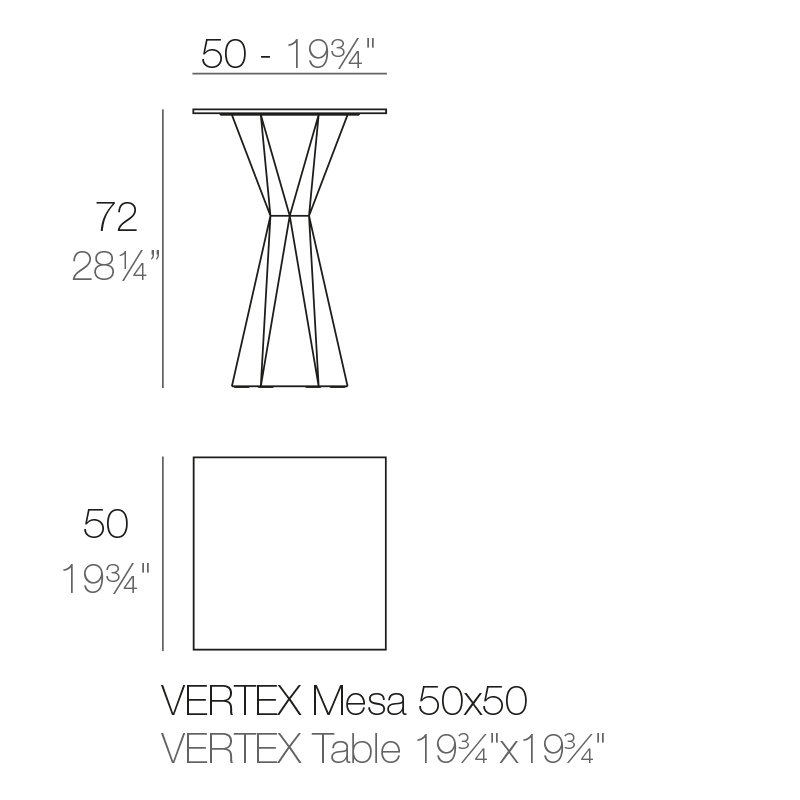 Vertex Plastic Dining Table, 19.75"