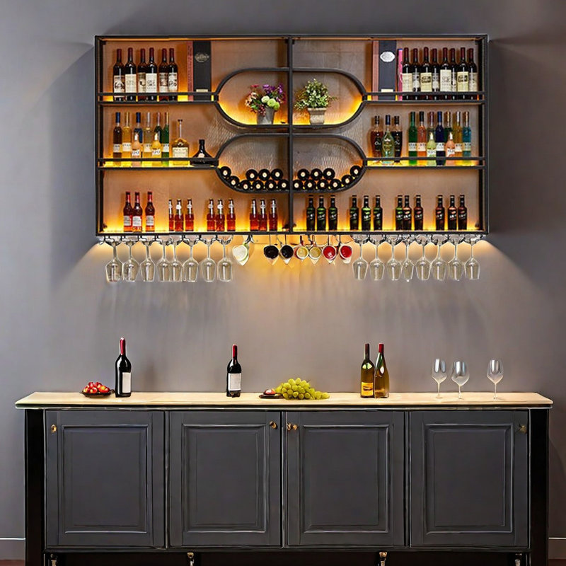 Novelty Creative Wall Mounted Wine Rack, 49.2" H x 78.7" W x 9.8" D