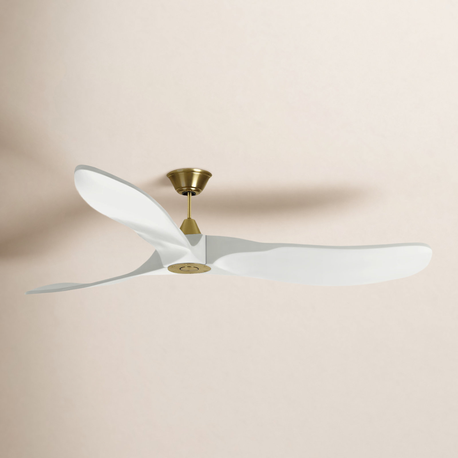 Obsidian 88" Ceiling Fan, Burnished Brass with White Blades, 52 inches