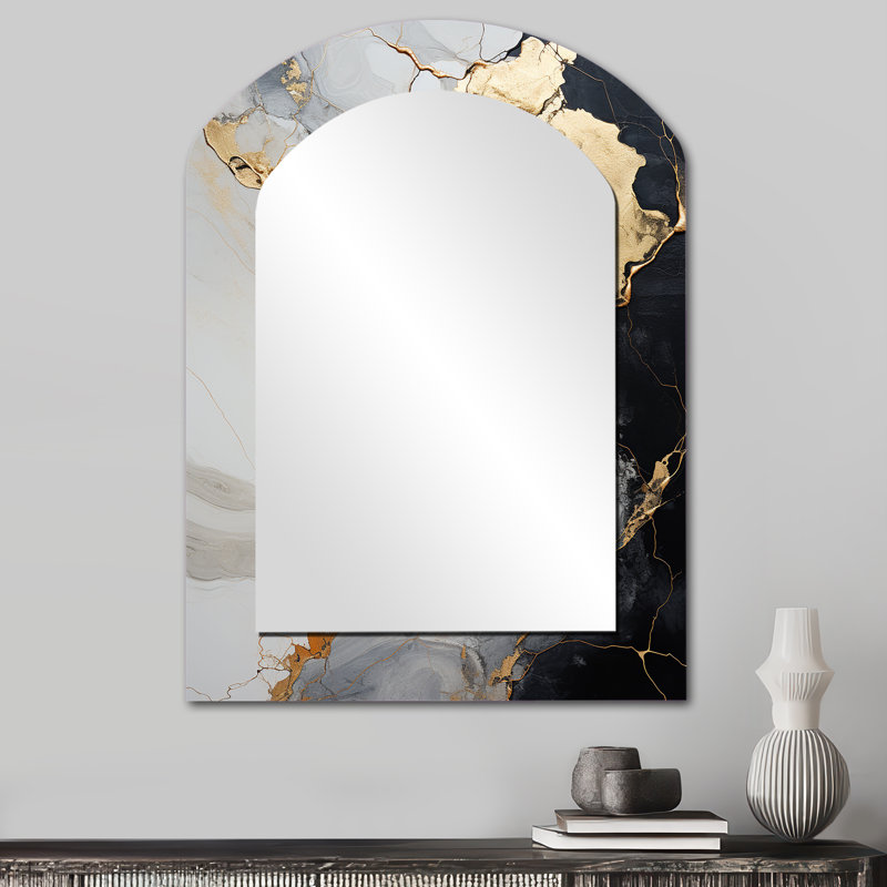 Minimalisme chrome blanc et or Poteries, 34 po x 25 po