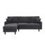 Canapé d'angle 92,5 po x 58 po en velours côtelé gris foncé avec coussins décoratifs, pattes en bois
