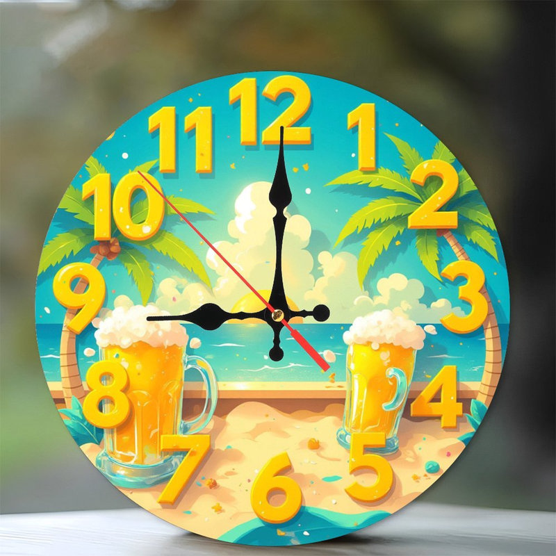 horloge de plage plage coucher de soleil