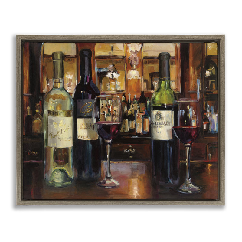 «Reflection of Wine Bottles Floating Frame» par Marilyn Hageman, Cadre flottant orme Montalcino, H 17 po x l 21 po