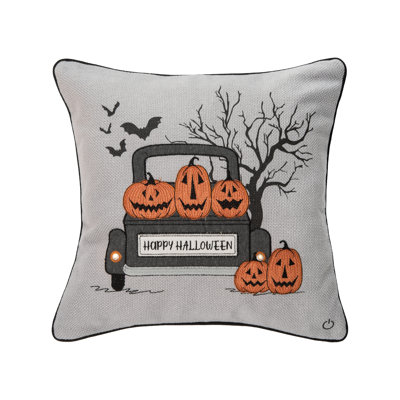 Spooky Time Embellished Throw Halloween Pillow With Light-Up LED