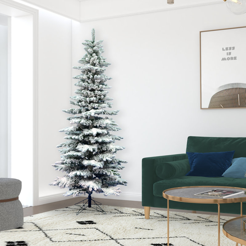 Sapin de Noël artificiel mince non illuminé Utica, H 9 pi