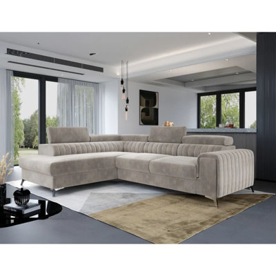 Laurence Sectional Storage Sleeper Chaise Sofa - Beige