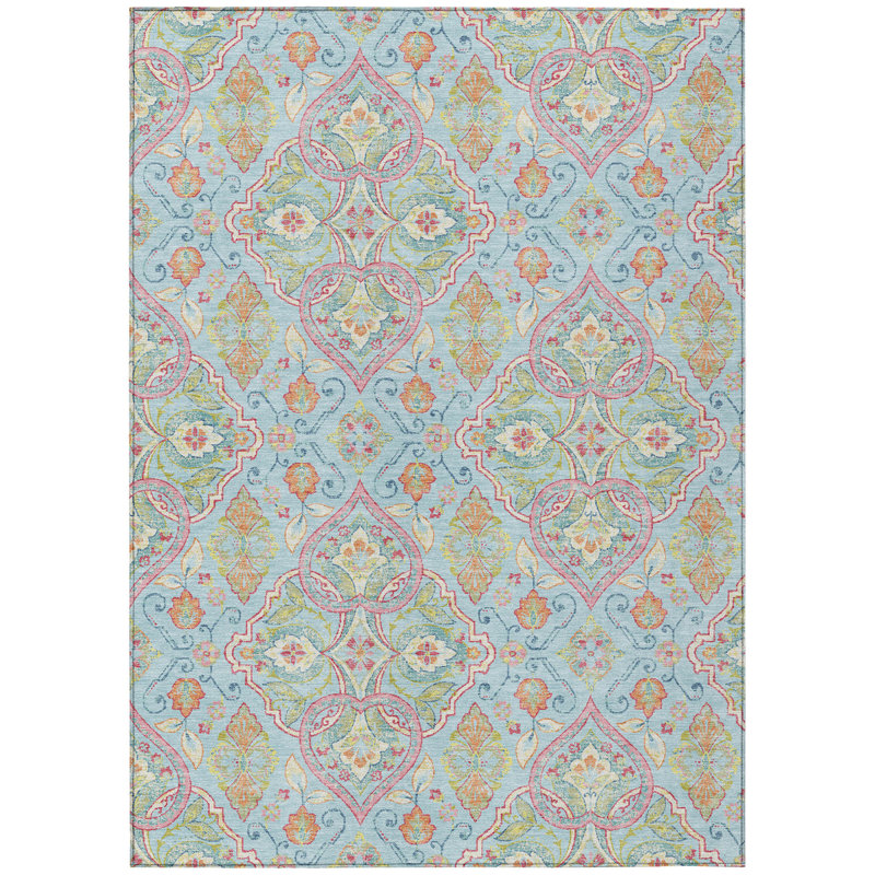 Machine Washable Indoor/Outdoor Husby ACN2207 Bohemian Rug, Rectangle 3' x 5'