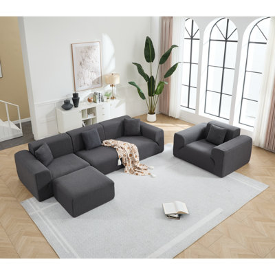 Ensemble de salon et canapé modulaires en mousse compressée 4 pièces Modern