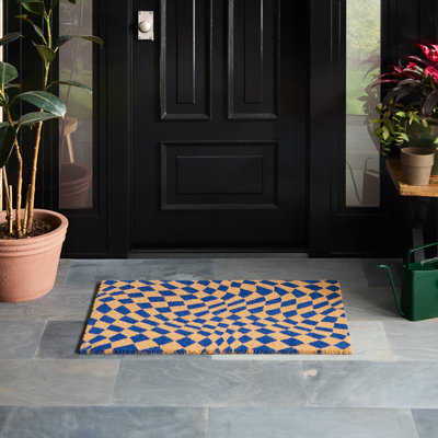 TOWN & COUNTRY LIVING Emmett Groovy Checkerboard Non-Slip Indoor Outdoor Door Mat