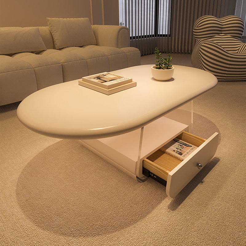 Table basse ovale en acrylique, Blanc, H 15,7 po x L 39,4 po x l 23,6 po