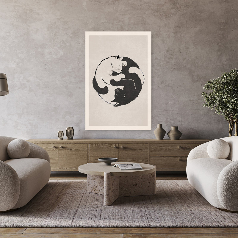 Art contemporain contemporain abstrait, art de chat minimaliste, H 48 po x l 32 po