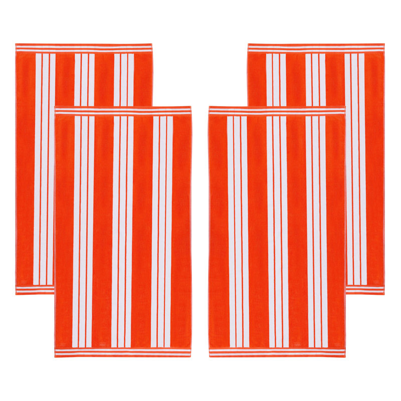Serviette de plage Chira, Corail, Serviette de plage - paquet de 4