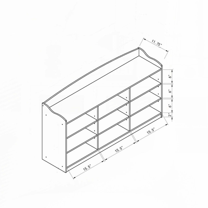 Shoe Rack with Nine Storage Shelves with Top Open Shelf