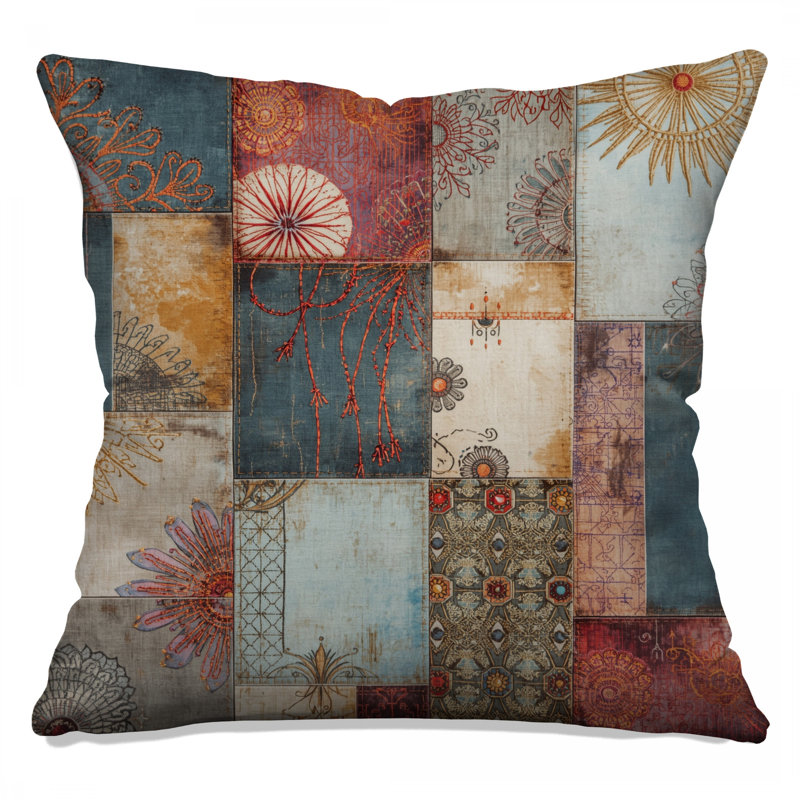 Intricate Patchwork Pattern Double Sided Throw Pillows, 18 x 18 inches