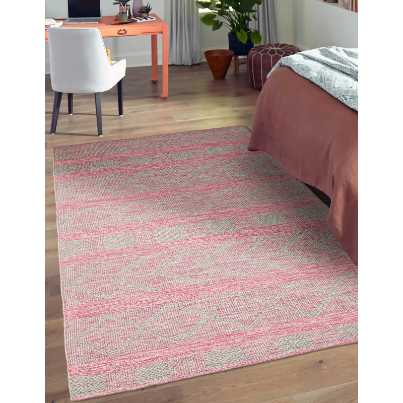 Tapis rose nouvel âge en laine 4 pi 10 po x 8 pi 2 po Iamandi