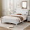 Base de lit plateforme en bois, lit plateforme de style rétro avec 12 lattes en bois