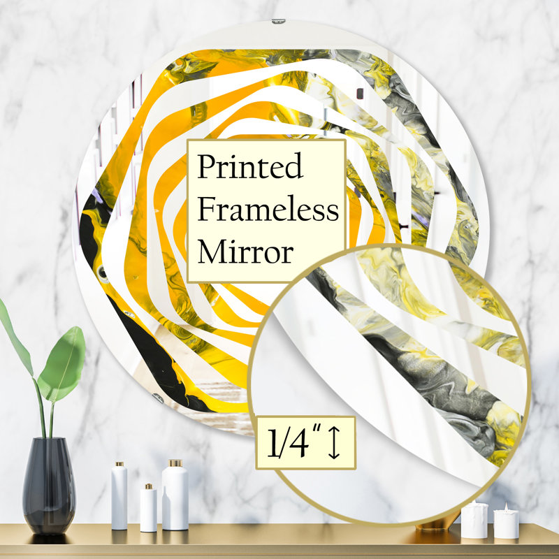 Miroir mural sans cadre 3 whirl moderne en marbre, H 31,5 po x l po