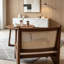 Chaise d'appoint moderne Mid-Century, chaise longue en rotin