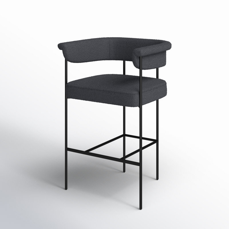 Carrie Upholstered Stool, Counter Stool (26.5" Seat Height), Light Camel Polyester, Solid